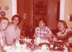Teenaged Rotary International exchange student Marcio Silva de Melo with classmate Dave Sherwood and Rotary host brothers Francis and William in 1972.