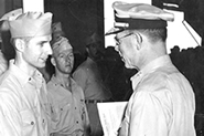 Marine Maurice Morley is awarded The Bronze Star in the mid-1940s.