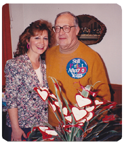 Donald G. Hauprich with daughter Ann on his 70th birthday in 1994.